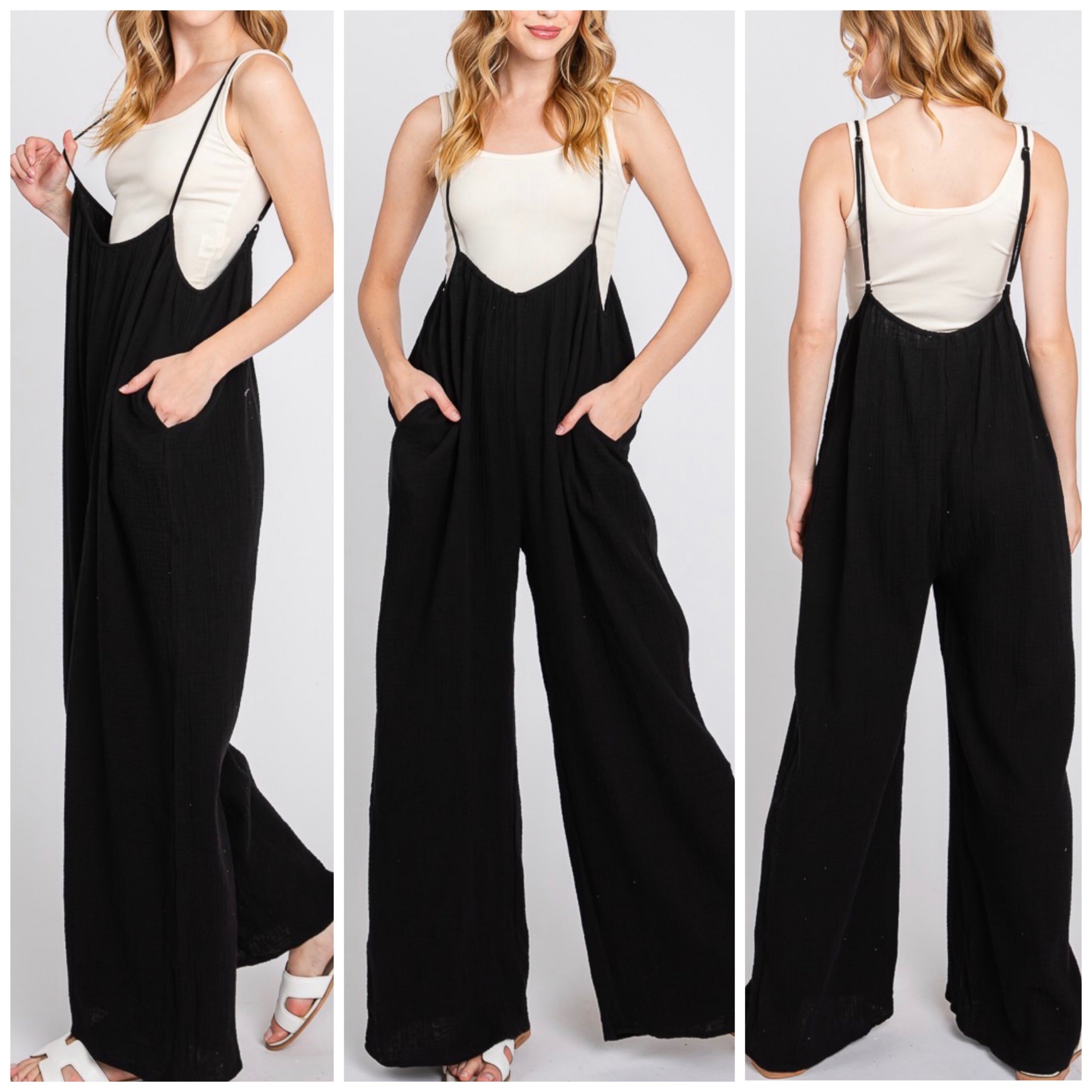 Final Touch Double Gauze Suspender Jumper Black My Site